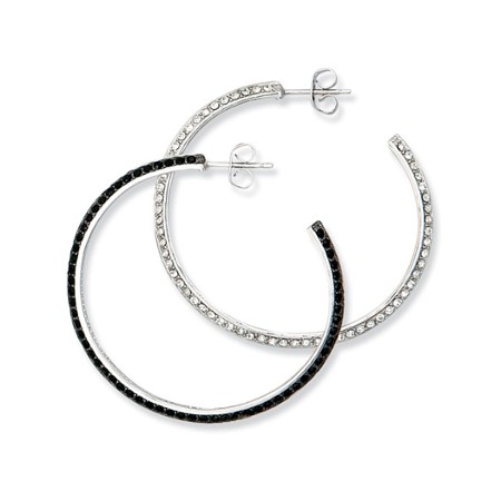 Black and White Reversible Large Hoop - Click Image to Close
